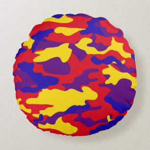Vibrant Camouflage Round Cushion