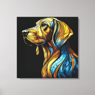 Vibrant Canine Reverie - Stained Glass Artwork Canvas Print