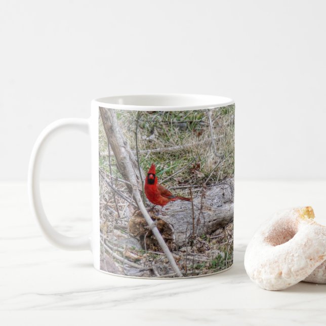Vibrant Cardinal Coffee Mug (With Donut)
