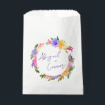 Vibrant Casual Magenta Violet Yellow Favour Bags<br><div class="desc">Elements: tropical floral wreaths surrounding your names an tetail. Names are in a whimsical script, while details are in a modern sans serif font. Colours: purple, pink, yellow, green, orchid, plum, magenta, fuschia, lemon, Themes: bright, tropical, beach, destination, romantic, bohemian, cheerful, modern, casual. Collection: Vibrant Casual Magenta Violet Yellow Wedding...</div>