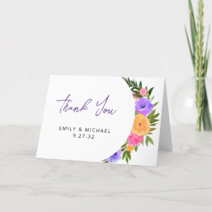 Vibrant Casual Magenta Violet Yellow Thank You Card