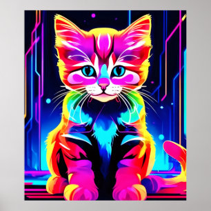Vibrant Cat Artwork Poster