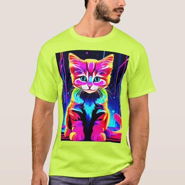 Vibrant Cat Artwork T-Shirt (Front)