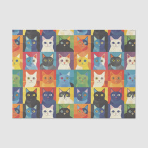 Vibrant Cat Collage Decoupage Tissue Paper