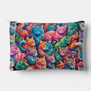 Vibrant Cat Dreamscape – Psychedelic Boho Accessory Pouch