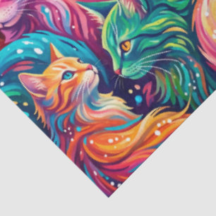 Vibrant Cat Dreamscape – Psychedelic Boho Tissue Paper