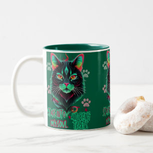 Vibrant Cat Face Fusion Two-Tone Coffee Mug
