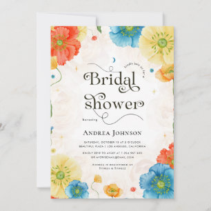 Vibrant Celestial Floral Garden Boho Bridal Shower Invitation