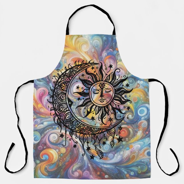 Vibrant Celestial Watercolor Apron (Front)