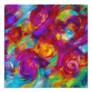 Vibrant, cheerful abstract floral  photo print