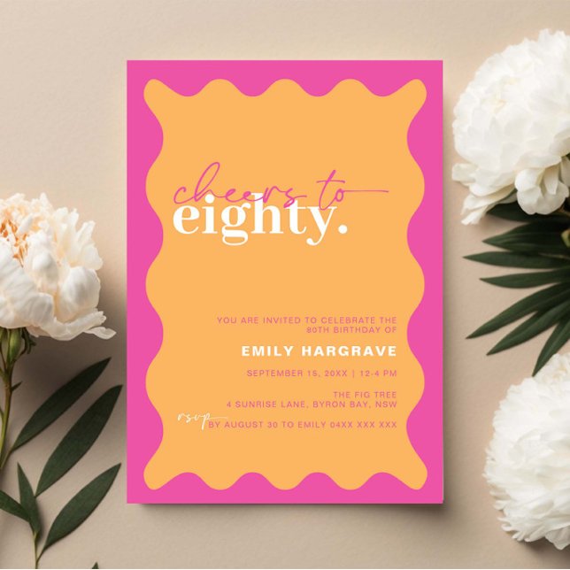 Vibrant Cheers to Eighty 80th Birthday Party Invitation (Creator Uploaded)