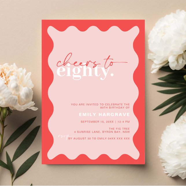 Vibrant Cheers to Eighty 80th Birthday Party Invitation (Creator Uploaded)
