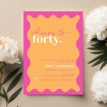 Vibrant Cheers to Forty 40th Birthday Party Invitation<br><div class="desc">This vibrant 40th birthday party invitation is perfect for a modern birthday party. The modern design features contemporary orange background with wavy border. Customisable in any colour. Keep the design minimal and elegant, as is, or personalise it by adding your own graphics and artwork. For more advanced customisation of this...</div>