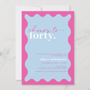 Vibrant Cheers to Forty 40th Birthday Party Invitation