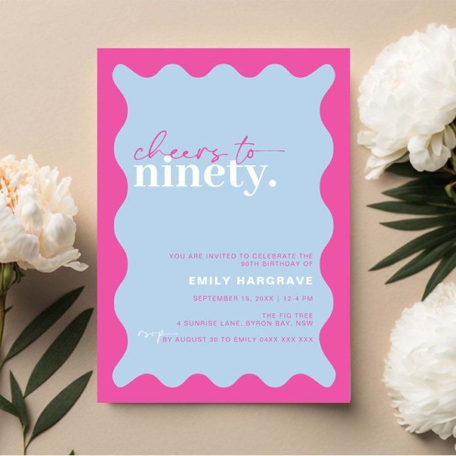 Vibrant Cheers to Ninety 90th Birthday Party Invitation (Creator Uploaded)