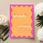 Vibrant Cheers to Seventy 70th Birthday Party Invitation<br><div class="desc">This vibrant 70th birthday party invitation is perfect for a modern birthday party. The modern design features contemporary orange background with wavy border. Customisable in any colour. Keep the design minimal and elegant, as is, or personalise it by adding your own graphics and artwork. For more advanced customisation of this...</div>