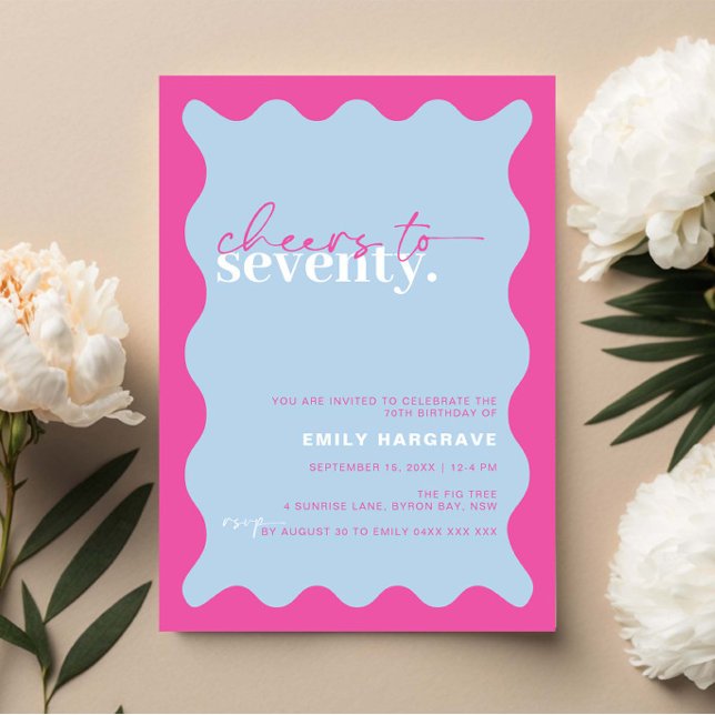 Vibrant Cheers to Seventy 70th Birthday Party Invitation (Creator Uploaded)