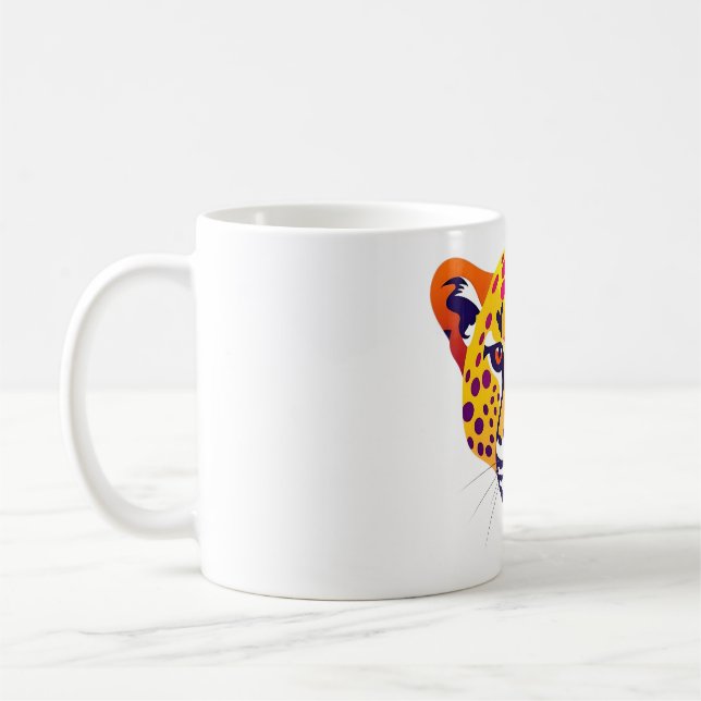 Vibrant Cheetah Head in Sunset Hues Coffee Mug (Left)