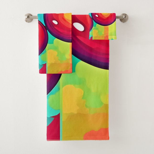Vibrant Cherry Art Bath Towel Set (Insitu)