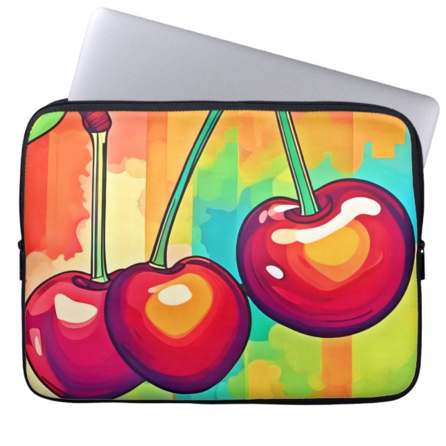Vibrant Cherry Art Laptop Sleeve (Front)