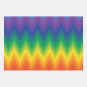 Vibrant Chevron Pattern in Gradient Rainbow Colour Wrapping Paper Sheet