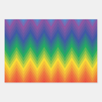 Vibrant Chevron Pattern in Gradient Rainbow Colour Wrapping Paper Sheet