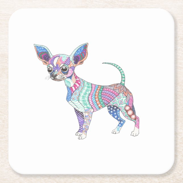 Vibrant Chihuahua Paper coaster (Front)
