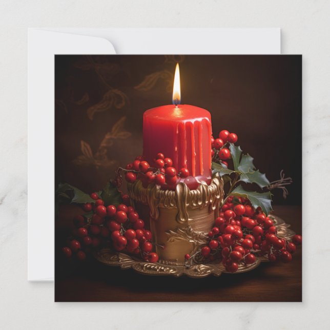 Vibrant Christmas candle holiday greeting card (Front)