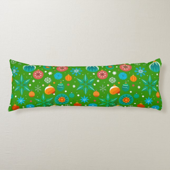 Vibrant christmas festive pattern body cushion (Front)