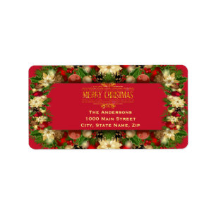 Vibrant Christmas Floral Address Label