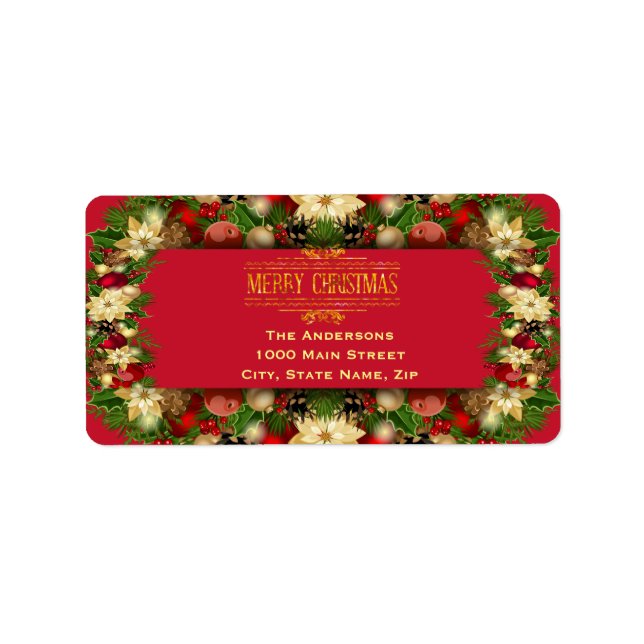 Vibrant Christmas Floral Address Label (Front)