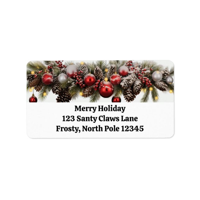 Vibrant Christmas Garlands Return Address Labels (Front)