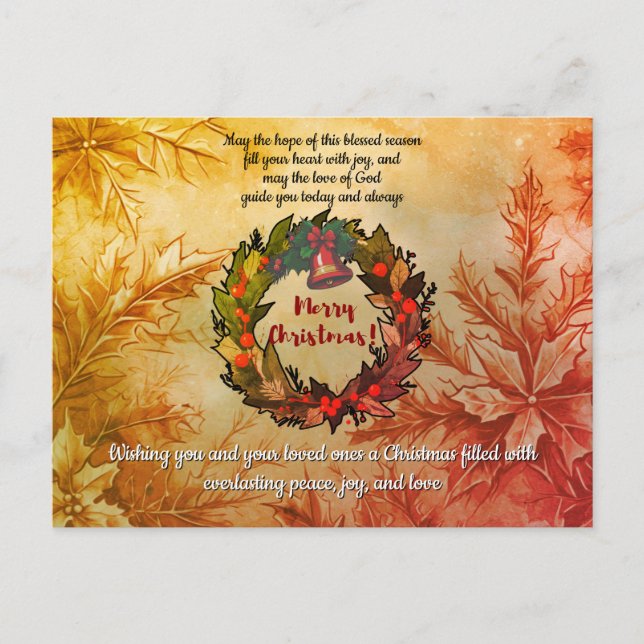 Vibrant Christmas Hope, Joy, and Love Bible Verse Holiday Postcard (Front)