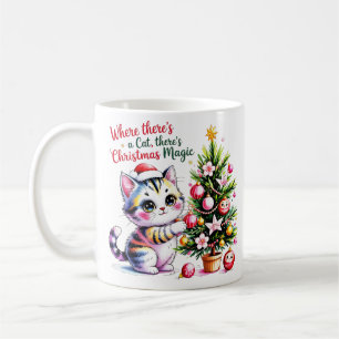 Vibrant Christmas Magic - Cozy Cat Mom Gift Coffee Mug