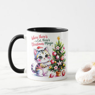 Vibrant Christmas Magic - Cozy Cat Mom Gift Mug