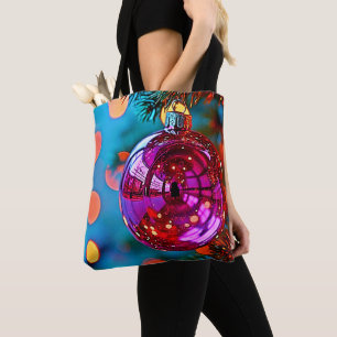 Vibrant Christmas Ornament Sparkle Design Tote Bag