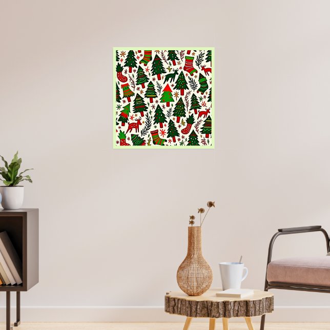 Vibrant Christmas Pattern Art Print (Living Room 3)