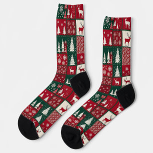Vibrant Christmas Pattern Socks
