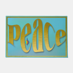 Vibrant Christmas peace doormat