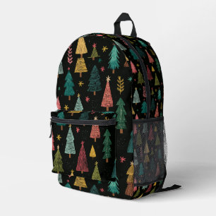 Vibrant Christmas Tree Forest Printed Backpack