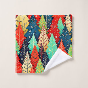 Vibrant Christmas Tree Pattern Art Bath Towel Set
