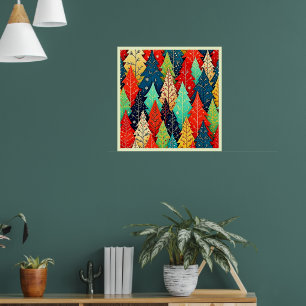 Vibrant Christmas Tree Pattern Art Poster