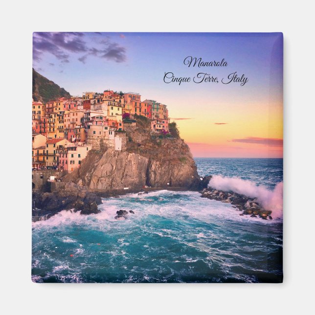 Vibrant Cinque Terre Sunset Magnet (Front)
