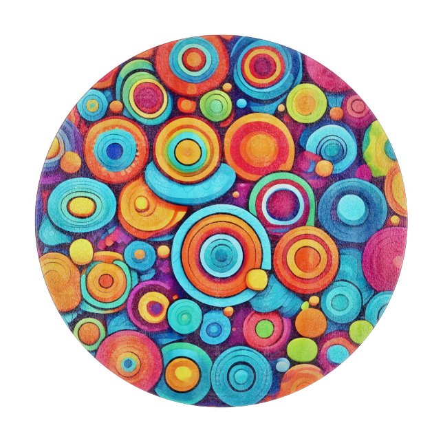 Vibrant Circle Explosion Cutting Board (Front)