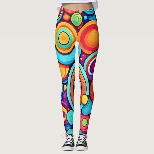 Vibrant Circle Explosion Leggings (Front)