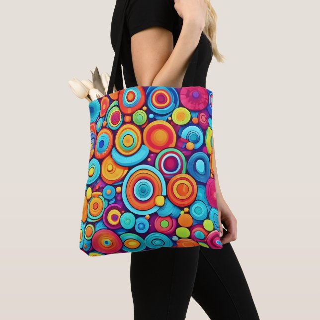 Vibrant Circle Explosion Tote Bag (Close Up)