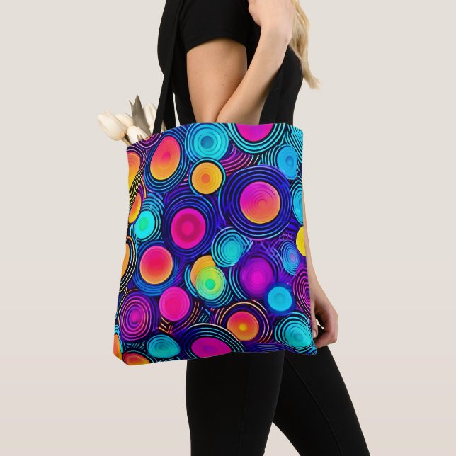 Vibrant Circles of Abstract Energy Tote Bag (Close Up)