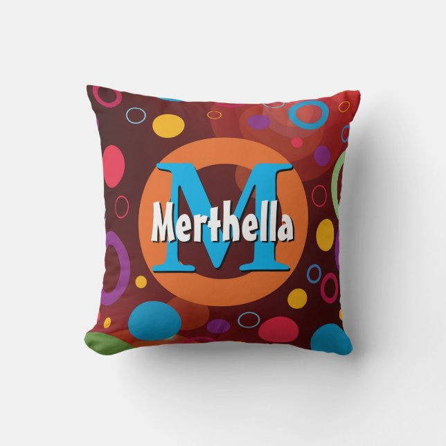 Vibrant Circles Rings Retro Personalised Cushion (Front)