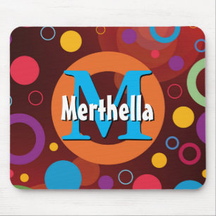 Vibrant Circles Rings Retro Personalised Mouse Mat