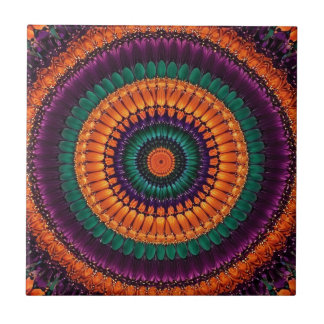 Vibrant Circular Orange, Teal, Purple, Green Tile